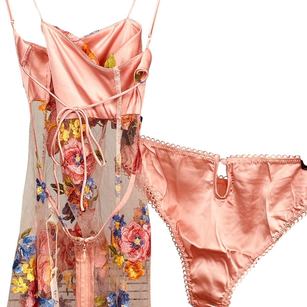 For Love & Lemons | Delaney Peony Sheer Lace Maxi Dress Size S | NWT - Picture 9 of 13